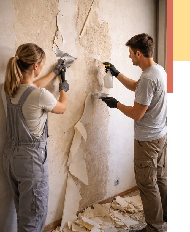 Снятие старых обоев в Коврове от 5372 руб. под ключ недорого | ОТДЕЛОЧНИК-Квр