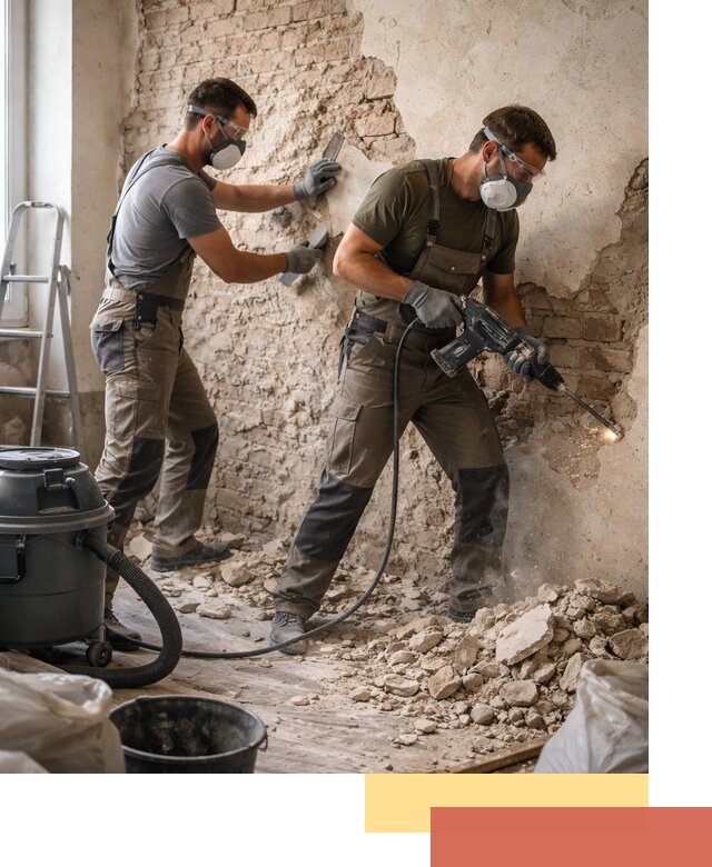 Демонтаж штукатурки со стен в Коврове быстро и аккуратно