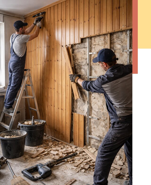 Демонтаж вагонки со стен в Коврове от 1484 руб. — снятие, удаление, срочно | ОТДЕЛОЧНИК-Квр