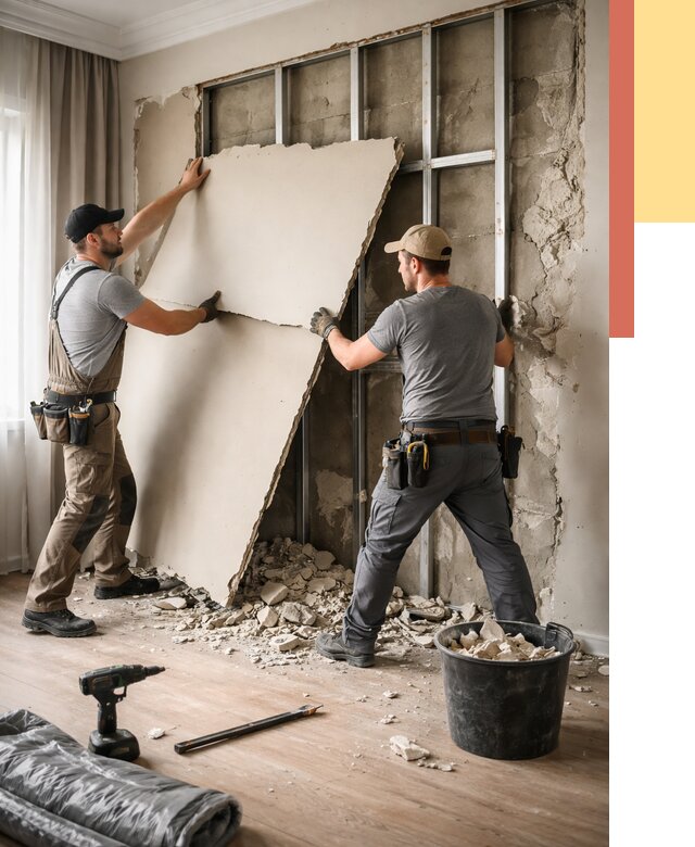 Демонтаж гипсокартона со стен в Коврове от 358 руб. — услуги демонтажа | ОТДЕЛОЧНИК-Квр