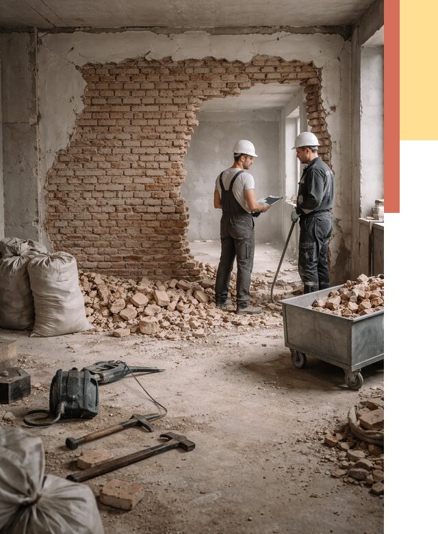 Демонтаж кирпичных стен в Коврове от 4297 руб. — быстро, недорого, под ключ | ОТДЕЛОЧНИК-Квр