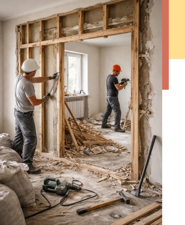 Демонтаж деревянных перегородок в Коврове от 3274 руб. — быстро и недорого | ОТДЕЛОЧНИК-Квр