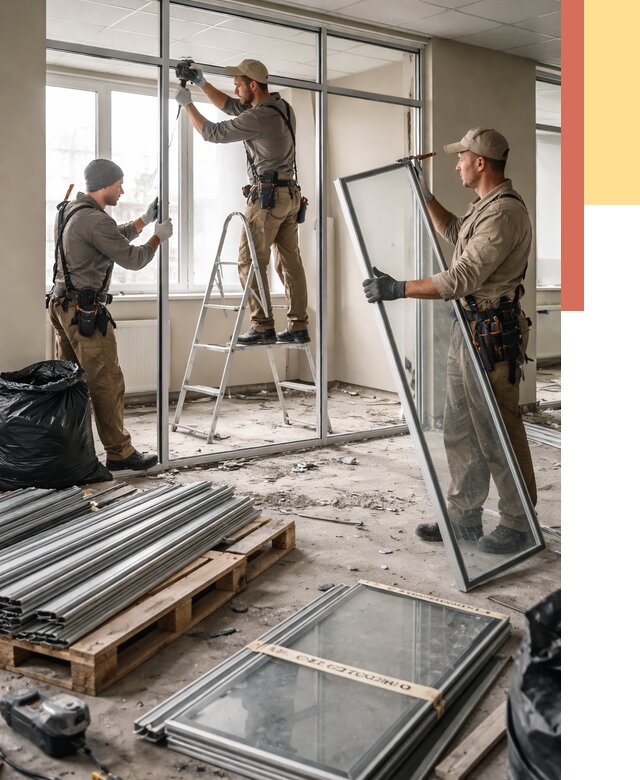 Демонтаж алюминиевых перегородок в Коврове от 4297 руб. — быстро и недорого | ОТДЕЛОЧНИК-Квр