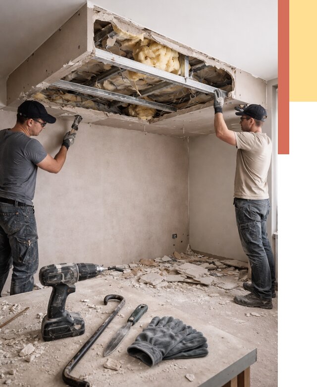 Демонтаж короба из гипсокартона в Коврове от 1555 руб. — быстро и недорого | ОТДЕЛОЧНИК-Квр