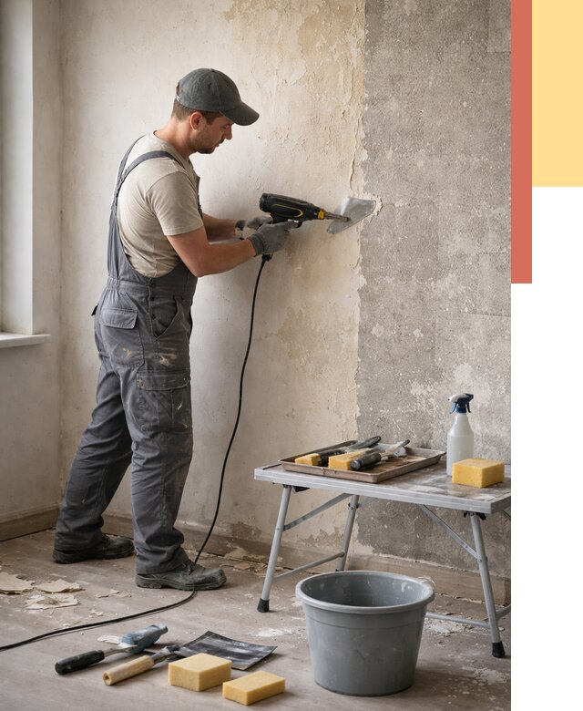 Очистка стен от клея в Коврове от 1893 руб. — снятие и удаление клея со стен | ОТДЕЛОЧНИК-Квр