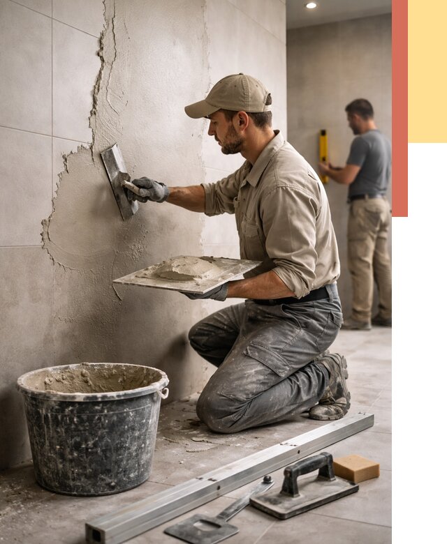 Штукатурка стен в ванной в Коврове от 4604 руб./м² — выравнивание под ключ | ОТДЕЛОЧНИК-Квр