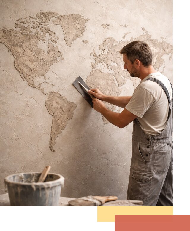 Декоративная штукатурка «Карта мира» под ключ в Коврове
