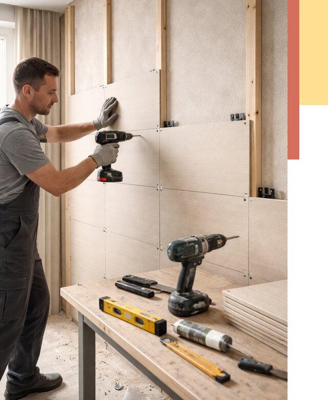 Монтаж МДФ панелей на стены в Коврове от 1279 руб. под ключ | ОТДЕЛОЧНИК-Квр