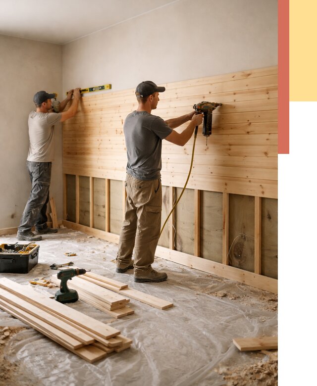 Монтаж деревянной вагонки на стены в Коврове от 7674 руб. | Услуги монтажа вагонки | ОТДЕЛОЧНИК-Квр