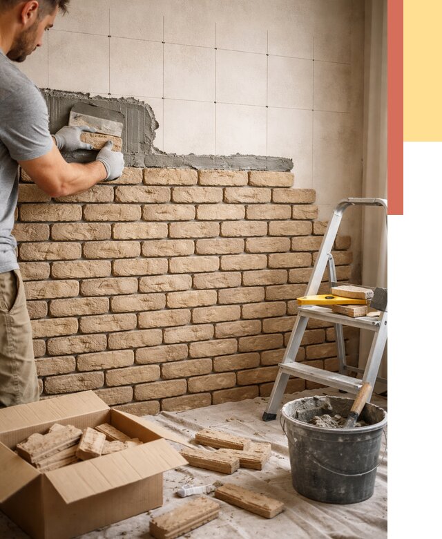 Монтаж декоративного кирпича в Коврове от 3274 руб./м² — быстро и недорого | ОТДЕЛОЧНИК-Квр