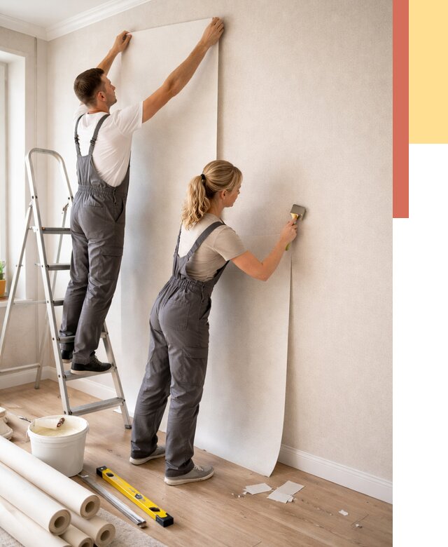 Поклейка флизелиновых обоев в Коврове от 6139 руб. | Быстро и недорого — ОТДЕЛОЧНИК-Квр