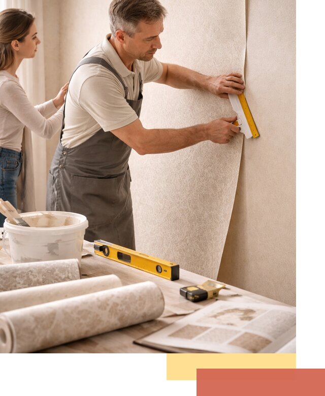 Поклейка обоев с подбором рисунка в Коврове