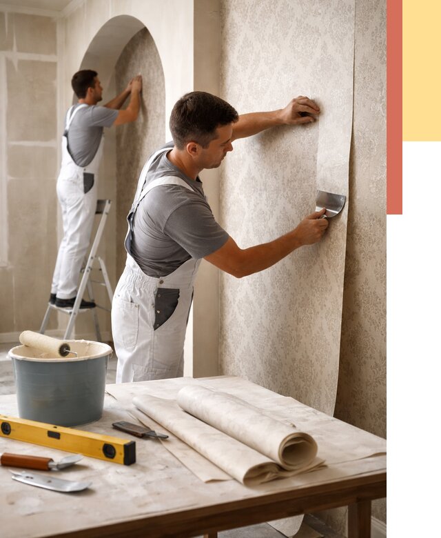 Поклейка обоев на сложные стены в Коврове от 2865 руб. под ключ | ОТДЕЛОЧНИК-Квр