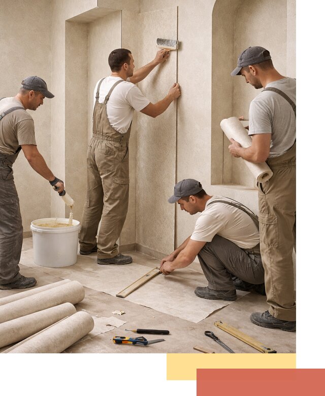 Поклейка обоев на сложные стены и неровные поверхности в Коврове