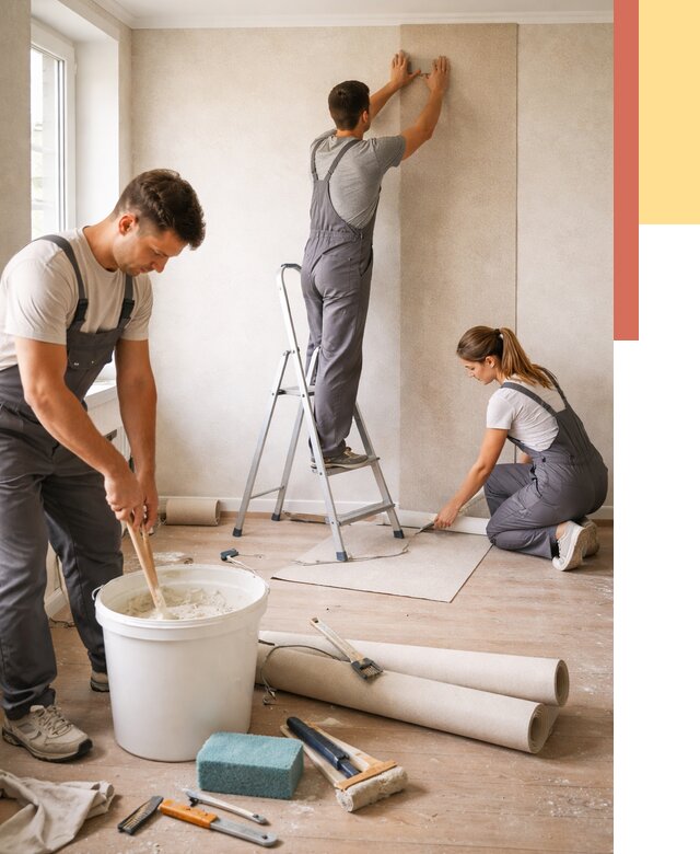 Оклейка стен обоями в Коврове от 3581 руб/м2 — быстро и недорого | ОТДЕЛОЧНИК-Квр