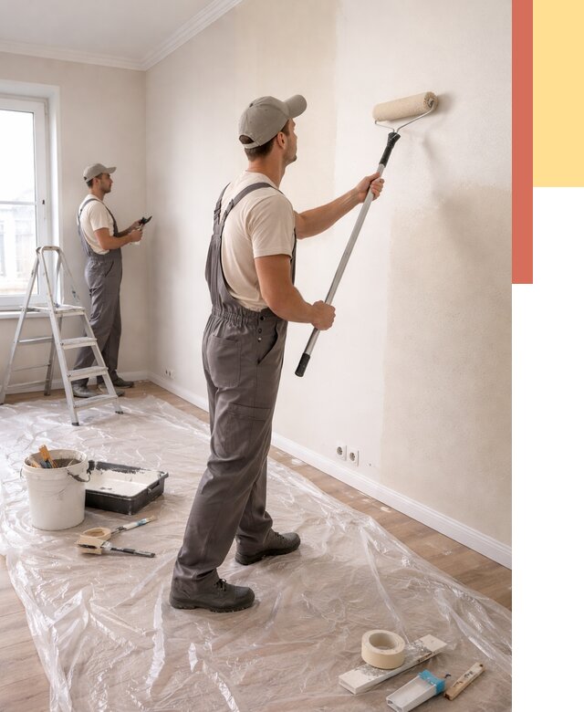 Покраска стен акриловой краской в Коврове от 3581 руб./м² — быстро и недорого | ОТДЕЛОЧНИК-Квр