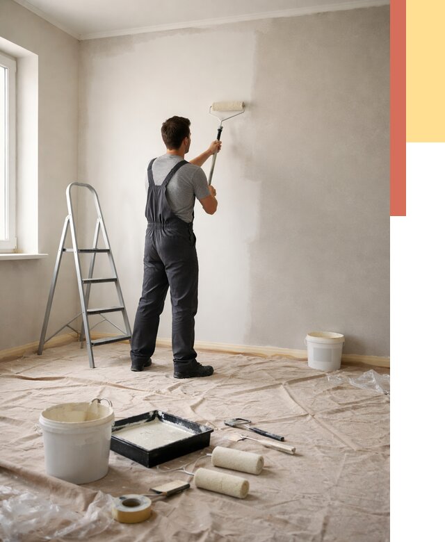 Покраска стен моющейся краской в Коврове от 358 руб./м² — быстро и недорого | ОТДЕЛОЧНИК-Квр