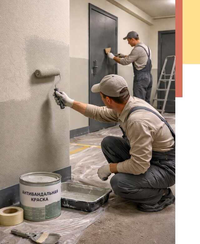 Покраска стен антивандальной краской в Коврове от 4604 руб./м² под ключ | ОТДЕЛОЧНИК-Квр