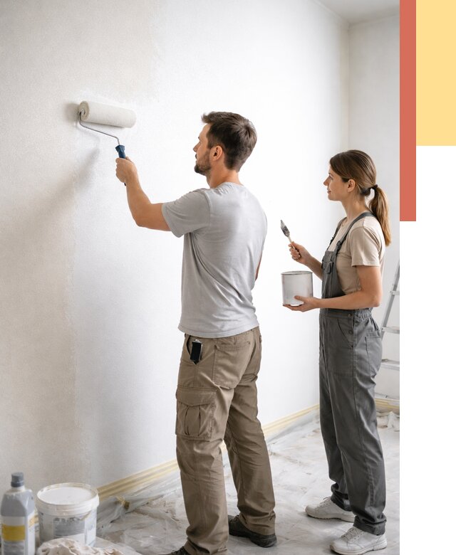 Окраска стен по стеклохолсту в Коврове от 4604 руб/м² под ключ | ОТДЕЛОЧНИК-Квр