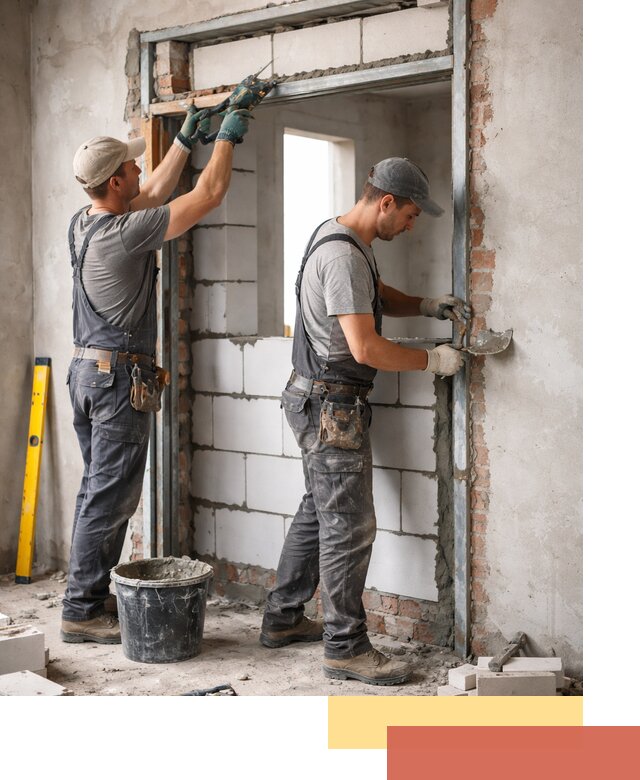 Закладка дверного проема под ключ в Коврове: демонтаж, монтаж, отделка