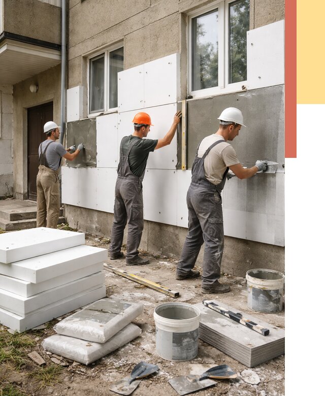 Утепление стен пенопластом в Коврове от 1791 руб. — недорого и под ключ | ОТДЕЛОЧНИК-Квр