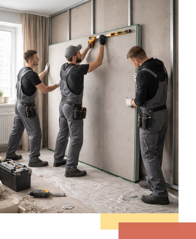 Шумоизоляция стен панелями ЗИПС в Коврове для жилых и коммерческих помещений