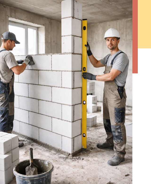 Кладка перегородок из пеноблока в Коврове от 1842 руб. под ключ | ОТДЕЛОЧНИК-Квр