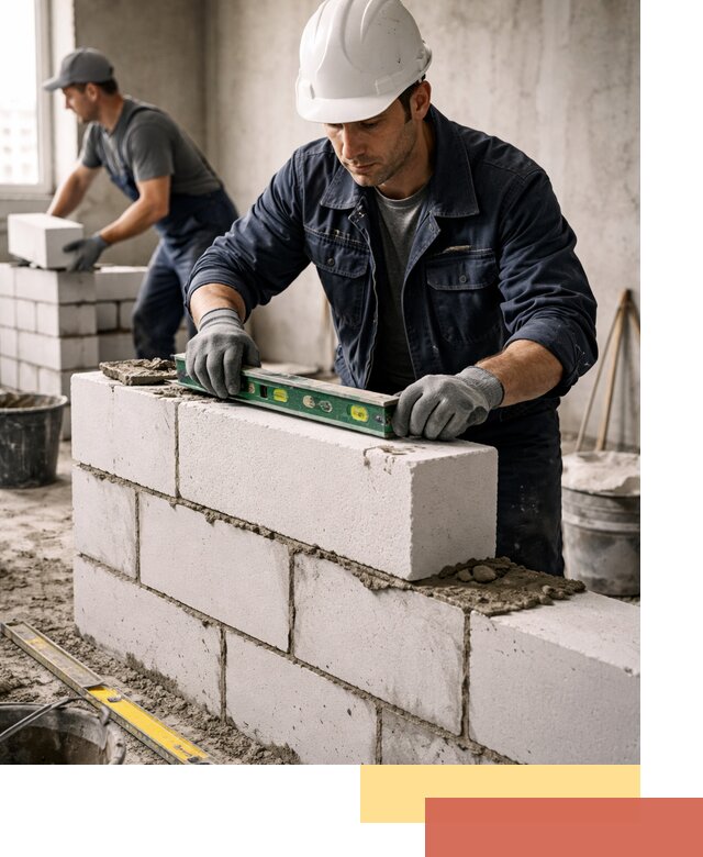 Кладка перегородок из пеноблока под ключ в Коврове