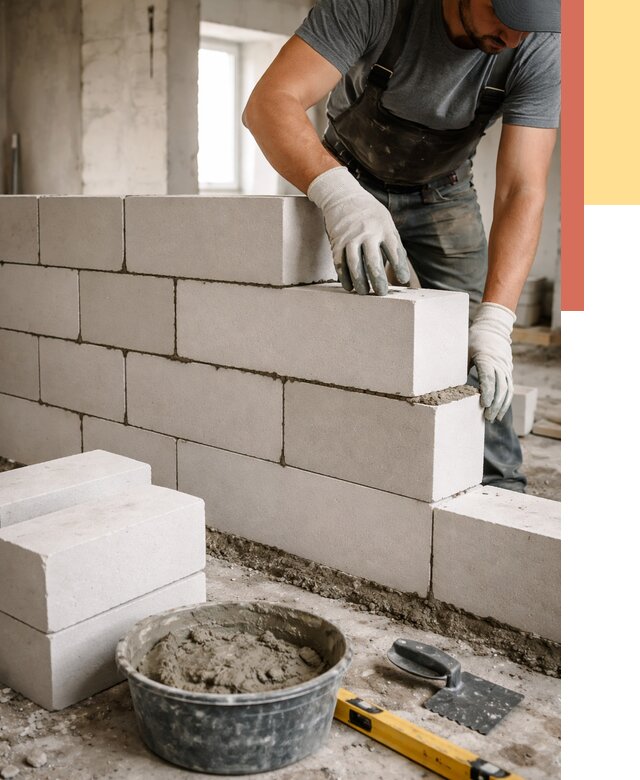 Кладка перегородок из силикатного блока в Коврове от 4093 руб. под ключ | ОТДЕЛОЧНИК-Квр