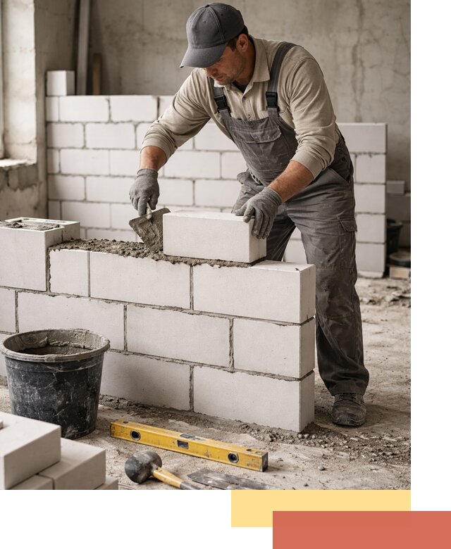 Кладка перегородок из силикатного блока в Коврове