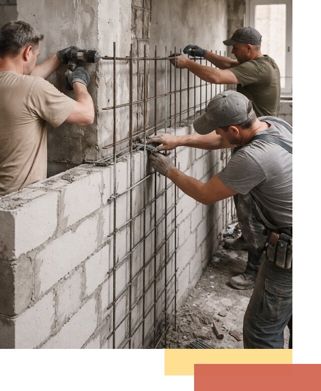 Армирование кладки перегородок в Коврове профессионально и надёжно