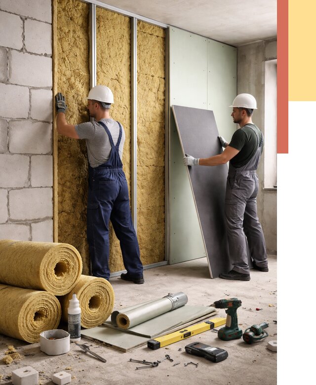 Шумоизоляция перегородок из блоков в Коврове от 1893 руб./м² — быстро и недорого | ОТДЕЛОЧНИК-Квр