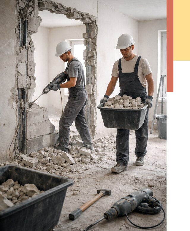 Демонтаж блоковых перегородок в Коврове от 3837 руб. — быстро и недорого | ОТДЕЛОЧНИК-Квр