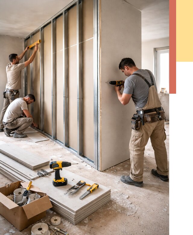 Монтаж однослойной перегородки из гипсокартона в Коврове от 665 руб. | ОТДЕЛОЧНИК-Квр