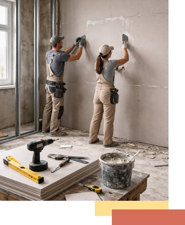 Монтаж двухслойной перегородки из гипсокартона в Коврове