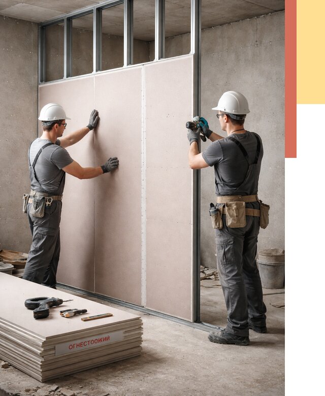 Перегородка из огнестойкого гипсокартона в Коврове от 1893 руб. под ключ | ОТДЕЛОЧНИК-Квр