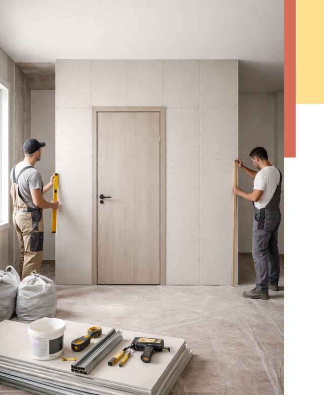 Перегородка из гипсокартона с дверью в Коврове от 4604 руб. под ключ | ОТДЕЛОЧНИК-Квр