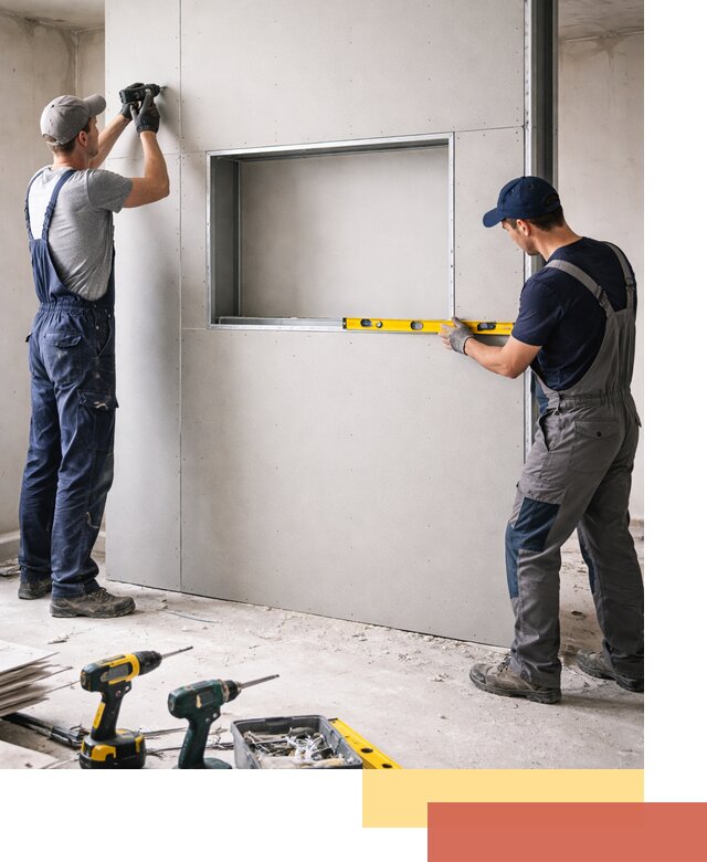 Перегородка из гипсокартона с нишей под декор в Коврове