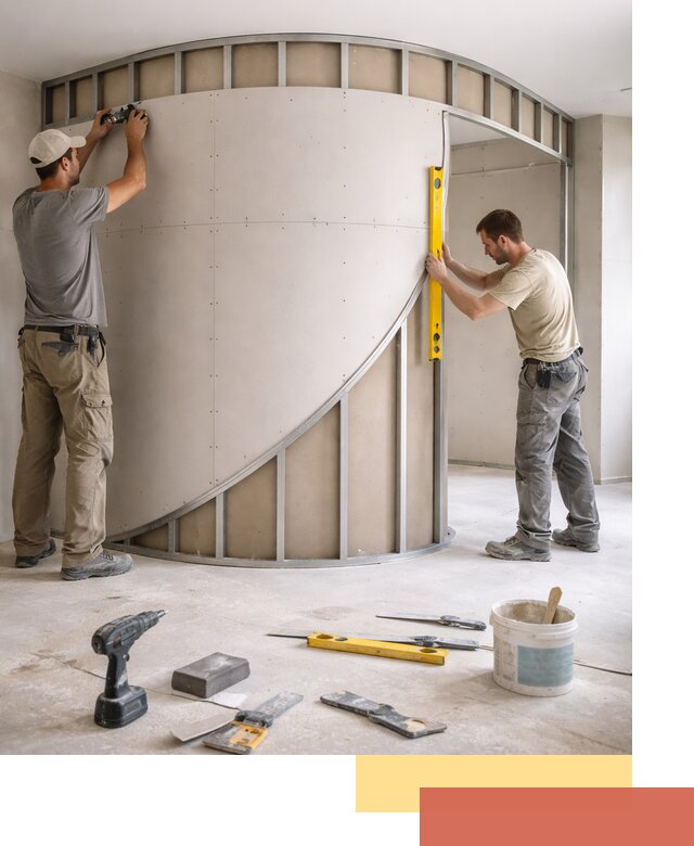 Радиусная перегородка из гипсокартона в Коврове под ключ