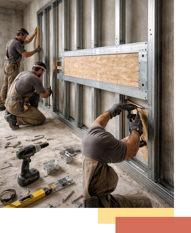 Усиленная перегородка для крепления тяжёлых конструкций в Коврове