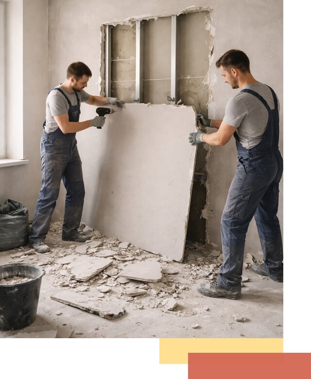 Демонтаж перегородки из гипсокартона в Коврове быстрый и аккуратный