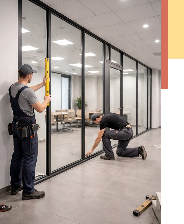 Каркасные стеклянные перегородки в Коврове под ключ от 9413 руб. | ОТДЕЛОЧНИК-Квр