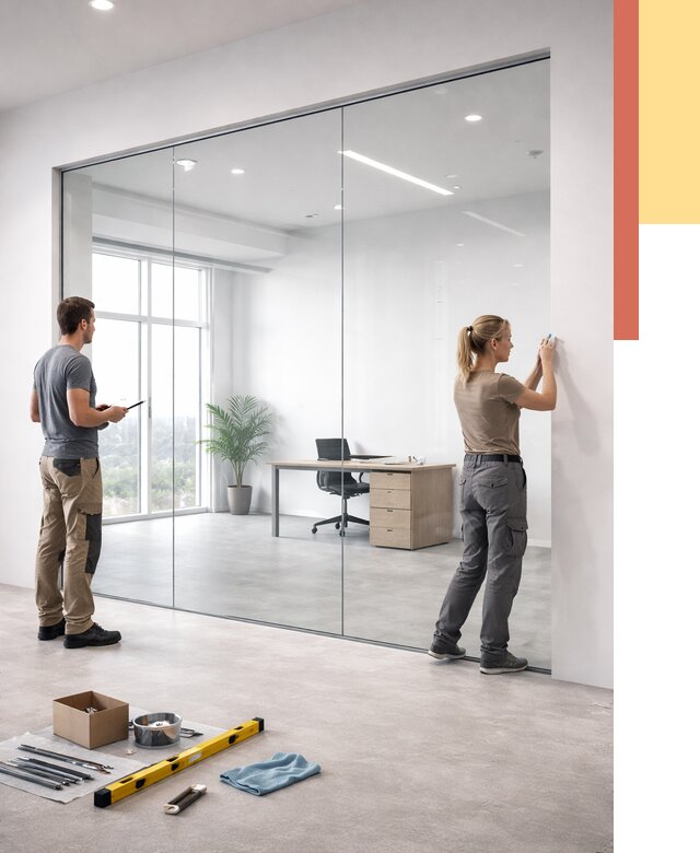 Перегородки из закаленного стекла в Коврове от 9720 руб. под ключ | ОТДЕЛОЧНИК-Квр