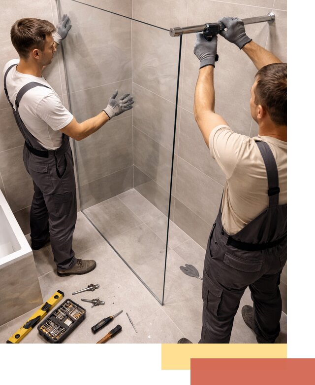 Стеклянные перегородки для душа в Коврове — изготовление и монтаж