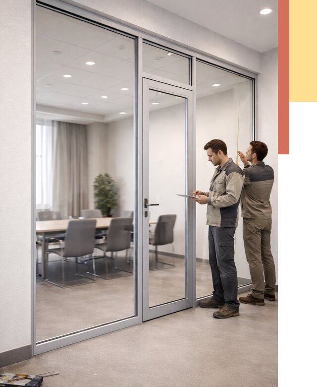 Установка и монтаж алюминиевых перегородок со стеклом в Коврове от 8390 руб. | ОТДЕЛОЧНИК-Квр