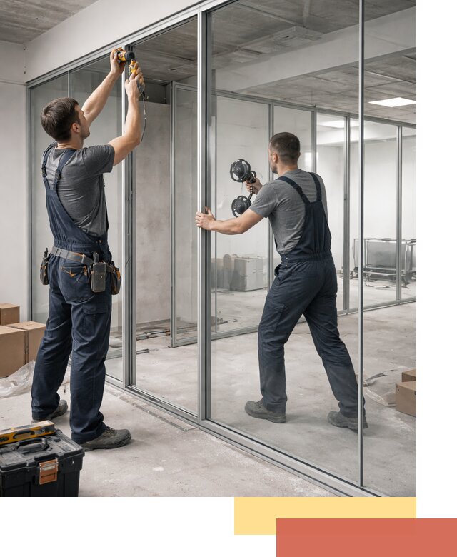 Алюминиевые перегородки со стеклом в Коврове — изготовление и монтаж