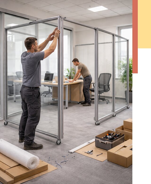 Мобильные офисные перегородки в Коврове от 12790 руб. — установка под ключ | ОТДЕЛОЧНИК-Квр