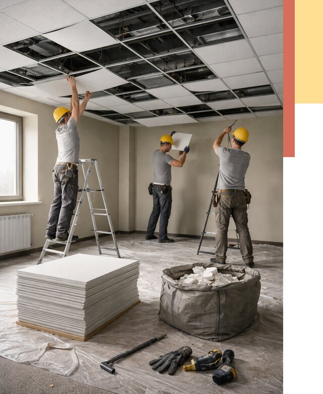 Демонтаж потолка Армстронг в Коврове от 4604 руб. быстро и недорого | ОТДЕЛОЧНИК-Квр