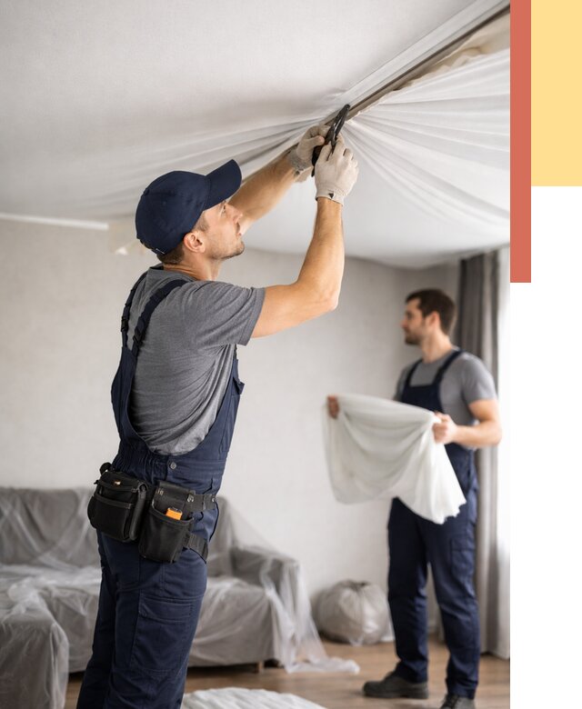 Демонтаж натяжного потолка в Коврове от 4604 руб. — снятие и разбор под ключ | ОТДЕЛОЧНИК-Квр