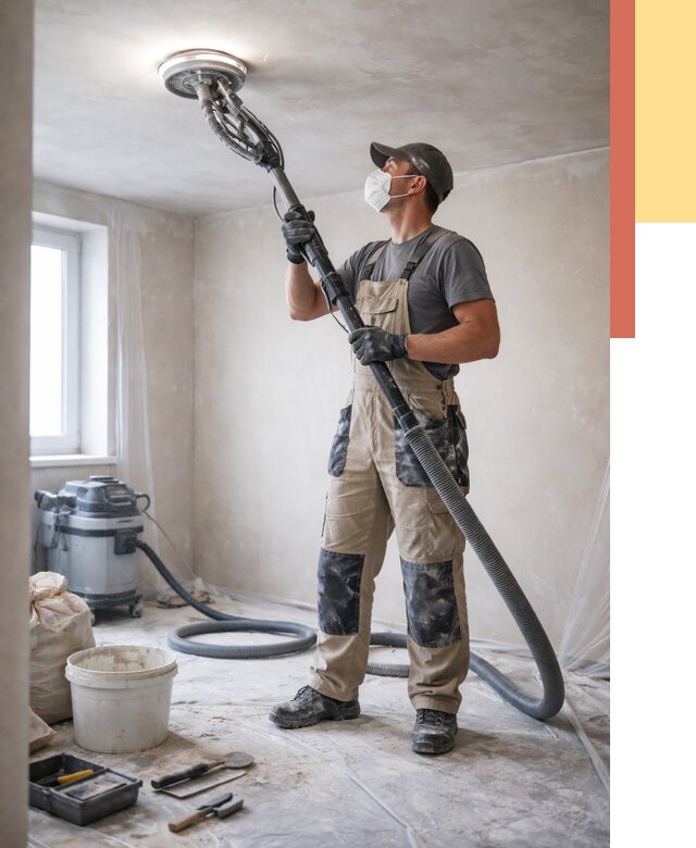 Шлифовка потолка в Коврове от 3581 руб. — услуги шлифования потолка | ОТДЕЛОЧНИК-Квр